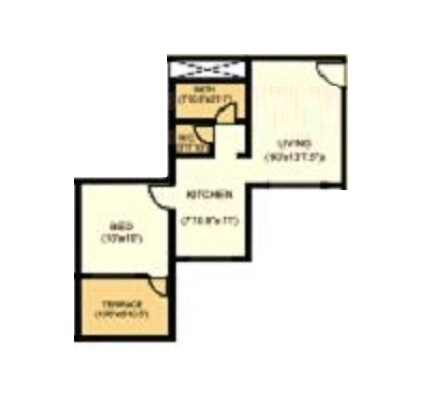 Floor plan of 1 BHK 445 Sq. Ft. Apartment in SB Patil Ganesh Siddhi, Pune