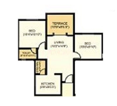 Floor plan of 2 BHK 610 Sq. Ft. Apartment in SB Patil Ganesh Siddhi, Pune
