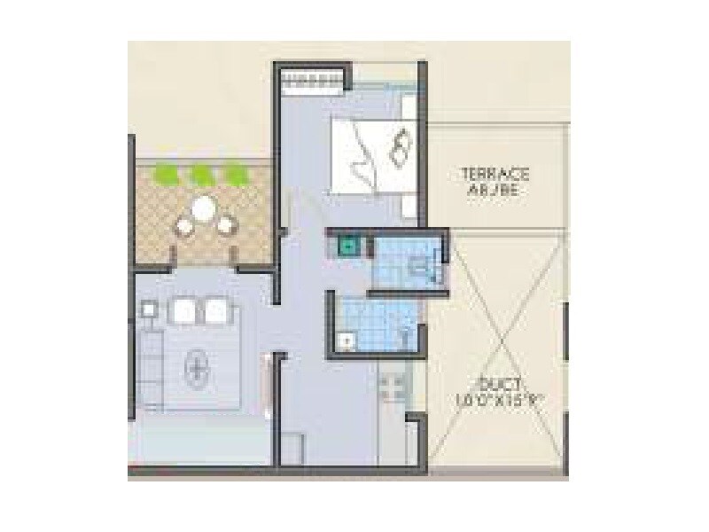 Floor plan of 1 BHK 403 Sq. Ft. Apartment in Setpal Palazzo, Pune