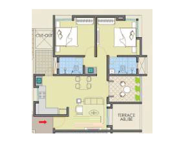 Floor plan of 2 BHK 565 Sq. Ft. Apartment in Setpal Palazzo, Pune