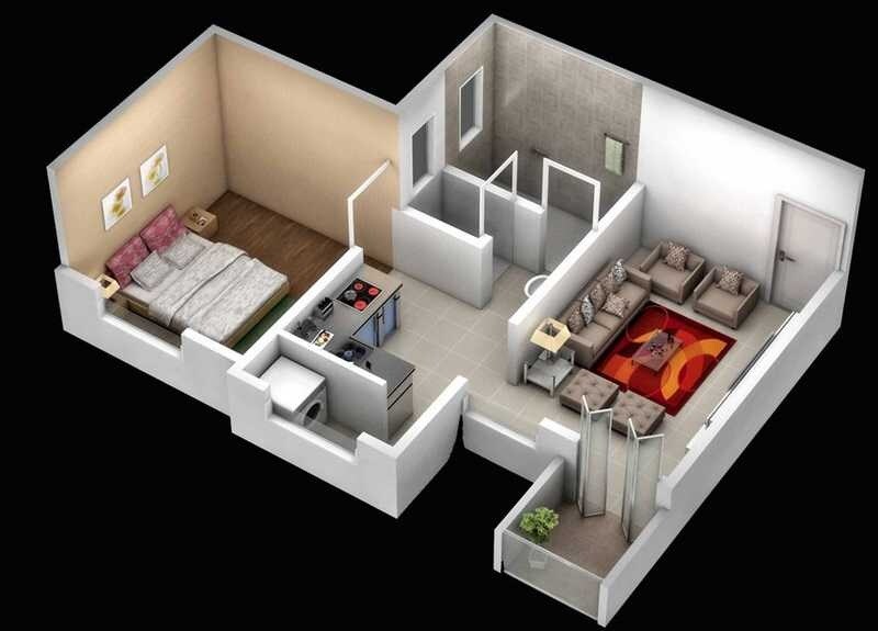 Floor plan of 1 BHK 637 Sq. Ft. Apartment in SG Toran Sparsh, Pune