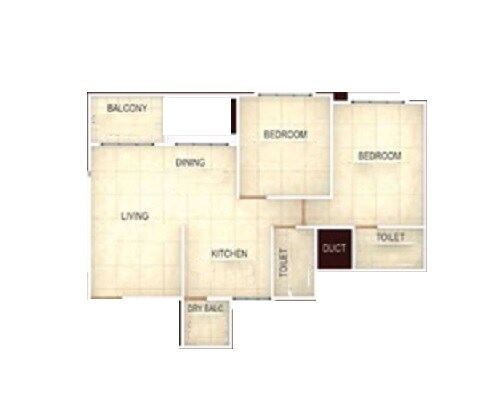 Floor plan of 2 BHK 445 Sq. Ft. Apartment in Shagun Perfect 10, Pune