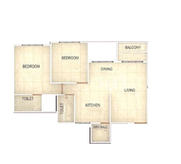 Floor plan of 2 BHK 730 Sq. Ft. Apartment in Shagun Perfect 10, Pune