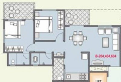 Floor plan of 2 BHK 540 Sq. Ft. Apartment in Shah C Building KK Shreeram, Pune