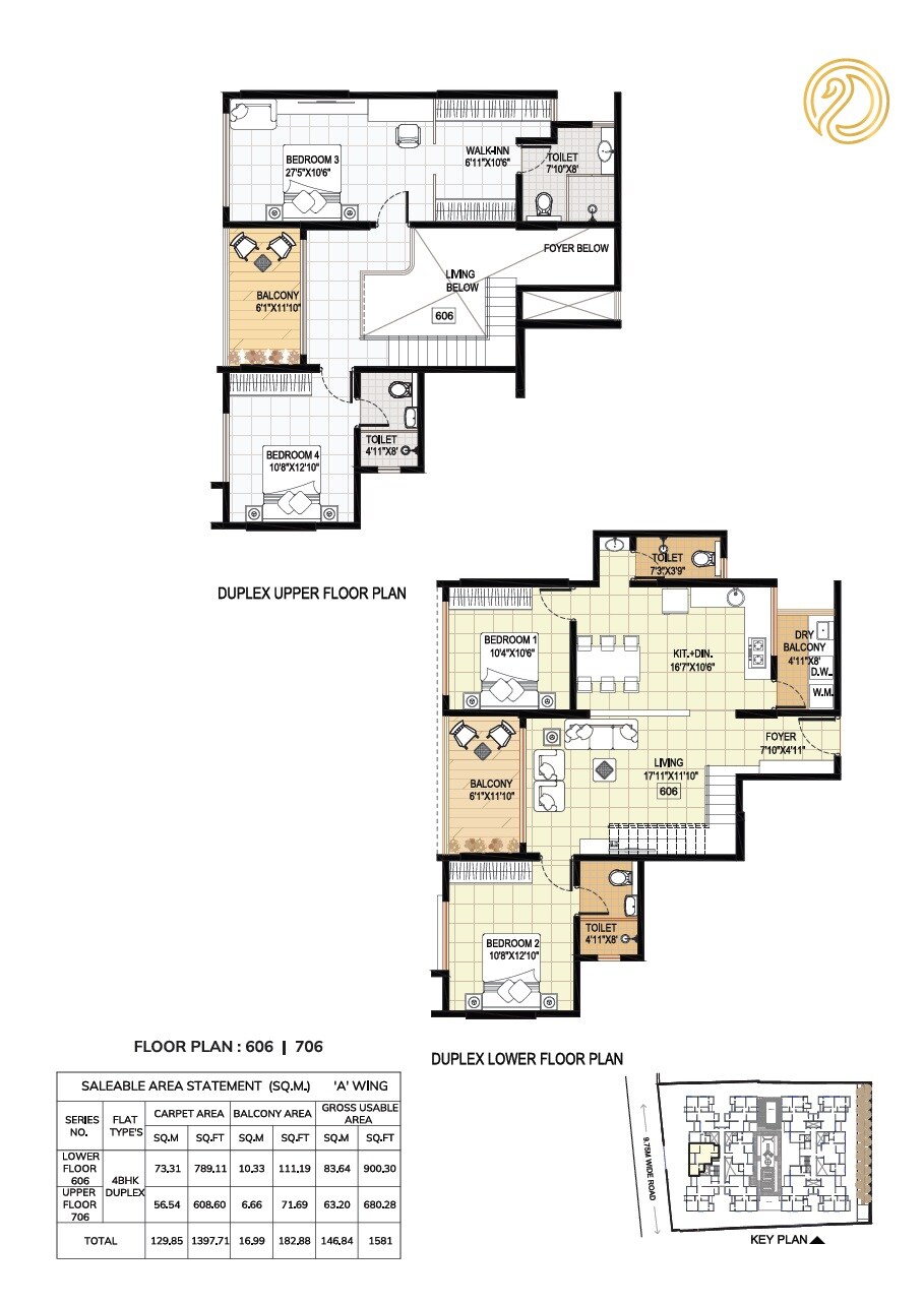 Floor plan of 4 BHK 1581 Sq. Ft. Apartment in Shangrila Heights, Pune
