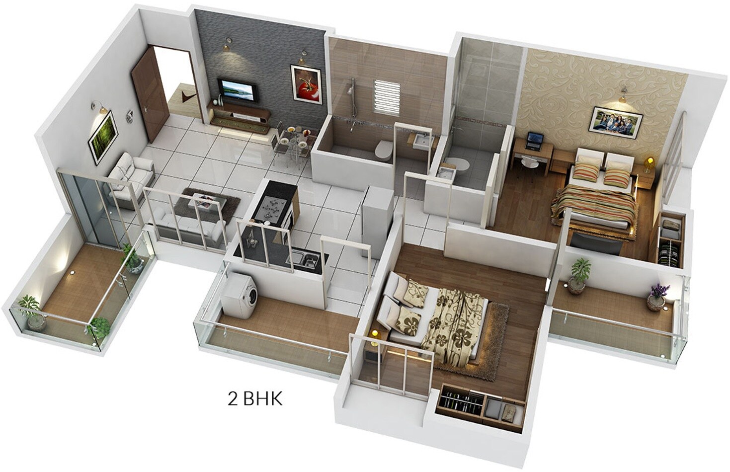 Floor plan of 2 BHK 337 Sq. Ft. Apartment in Shankeshwar Dang Ikon Phase 2, Pune