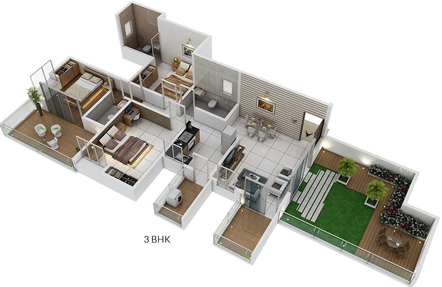 Floor plan of 3 BHK 762 Sq. Ft. Apartment in Shankeshwar Dang Ikon Phase 2, Pune
