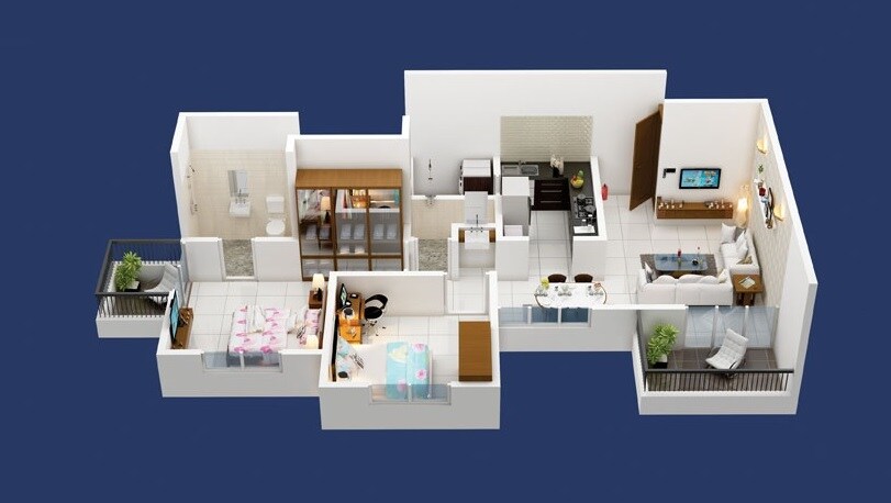 Floor plan of 2 BHK 470 Sq. Ft. Apartment in Shankeshwar Royale, Pune