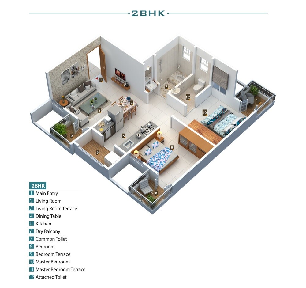 Floor plan of 2 BHK 462 Sq. Ft. Apartment in Shankeshwar Wisdom, Pune