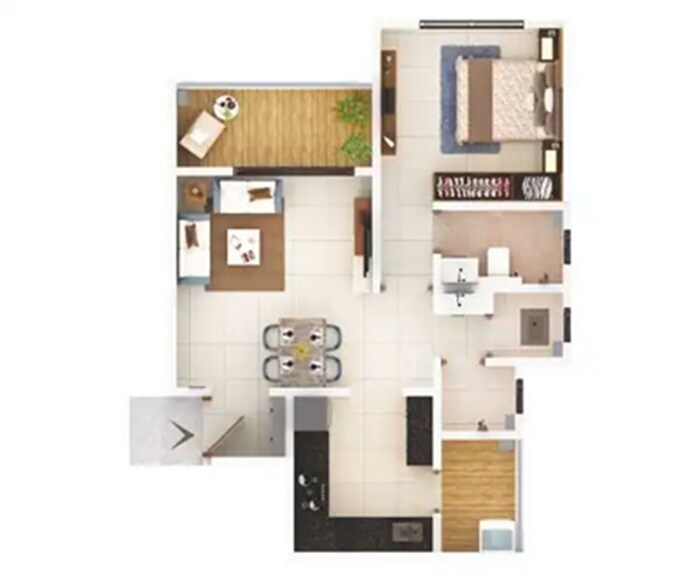 1 BHK 525 Sq. Ft. Apartment