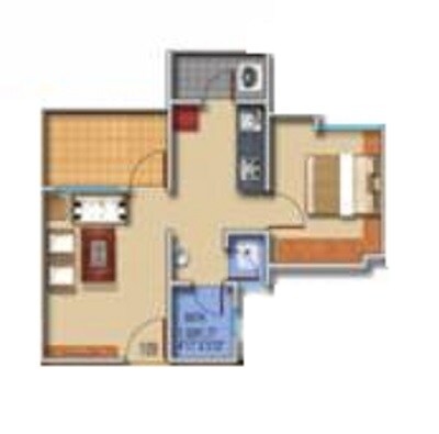 Floor plan of 1 BHK 262 Sq. Ft. Apartment in Shantama Narayans Octave, Pune