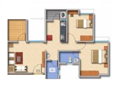 Floor plan of 2 BHK 465 Sq. Ft. Apartment in Shantama Narayans Octave, Pune