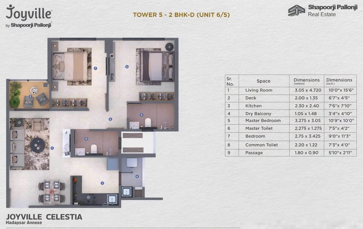2 BHK 602 Sq. Ft. Apartment