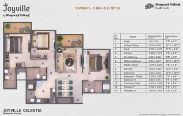  3 BHK Apartment at Shapoorji Pallonji Joyville Celestia, Hadapsar – for Sale