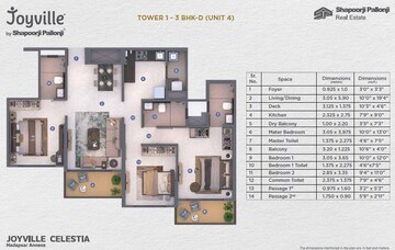  3 BHK Apartment at Shapoorji Pallonji Joyville Celestia, Hadapsar – for Sale