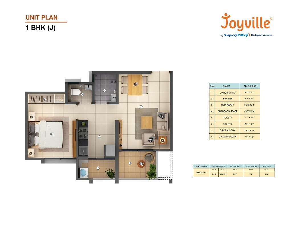 Other, shapoorji-pallonji-joyville-hadapsar-annexe 1 Bedroom 430 Sq.Ft. Apartment In Sp Infocity Pune 8267951