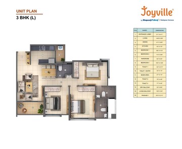  3 BHK Apartment at Shapoorji Pallonji Joyville Hadapsar Annexe, Hadapsar – for Rent