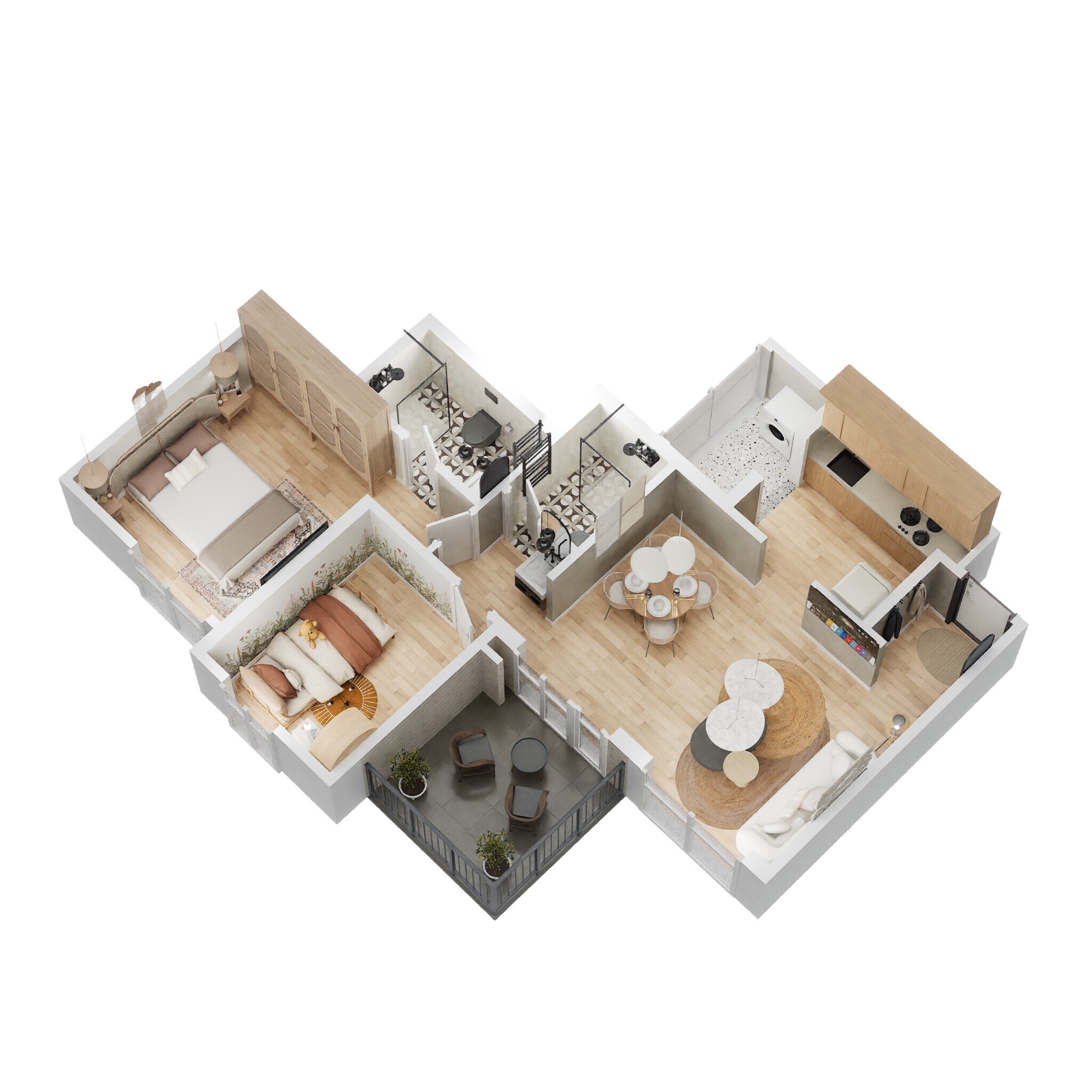 Floor plan of 2 BHK 508 Sq. Ft. Apartment in Shapoorji Pallonji Joyville Hinjawadi Phase 6, Pune