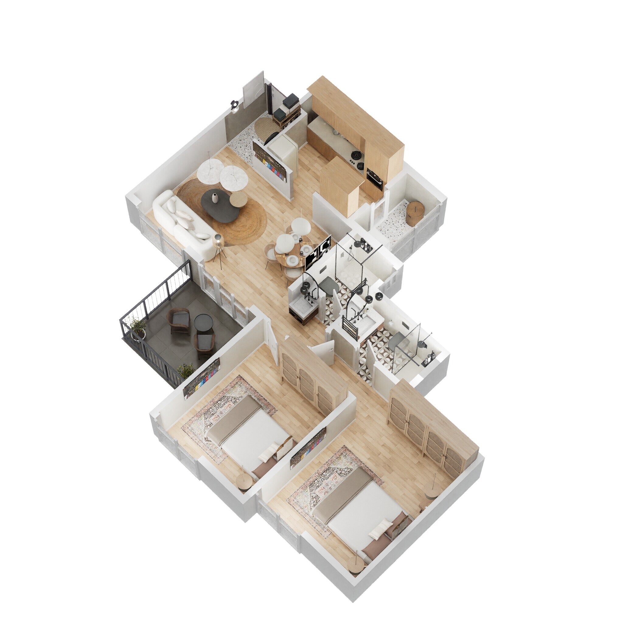 Floor plan of 2 BHK 592 Sq. Ft. Apartment in Shapoorji Pallonji Joyville Hinjawadi Phase 6, Pune