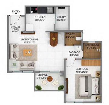  1 BHK Apartment at Shapoorji Pallonji Joyville Hinjewadi, Hinjewadi – for Rent