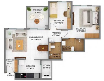  2 BHK Apartment at Shapoorji Pallonji Joyville Hinjewadi, Bhoirwadi – for Rent