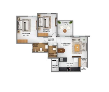  2 BHK Apartment at Shapoorji Pallonji Joyville Hinjewadi Phase 2, Hinjewadi – for Sale