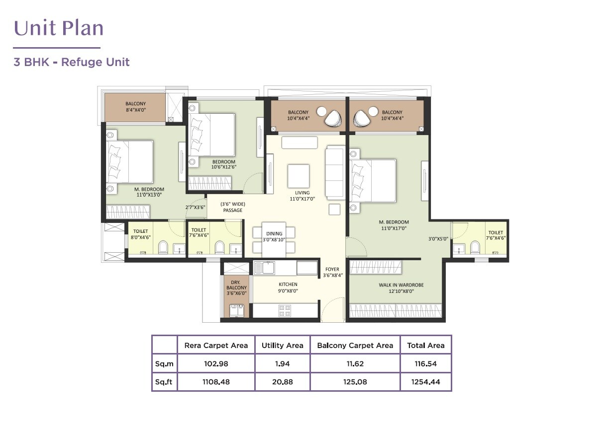 3 BHK 1254 Sq. Ft. Apartment
