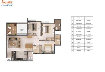  3 BHK Apartment at Shapoorji Pallonji Sensorium, Hinjewadi – for Rent