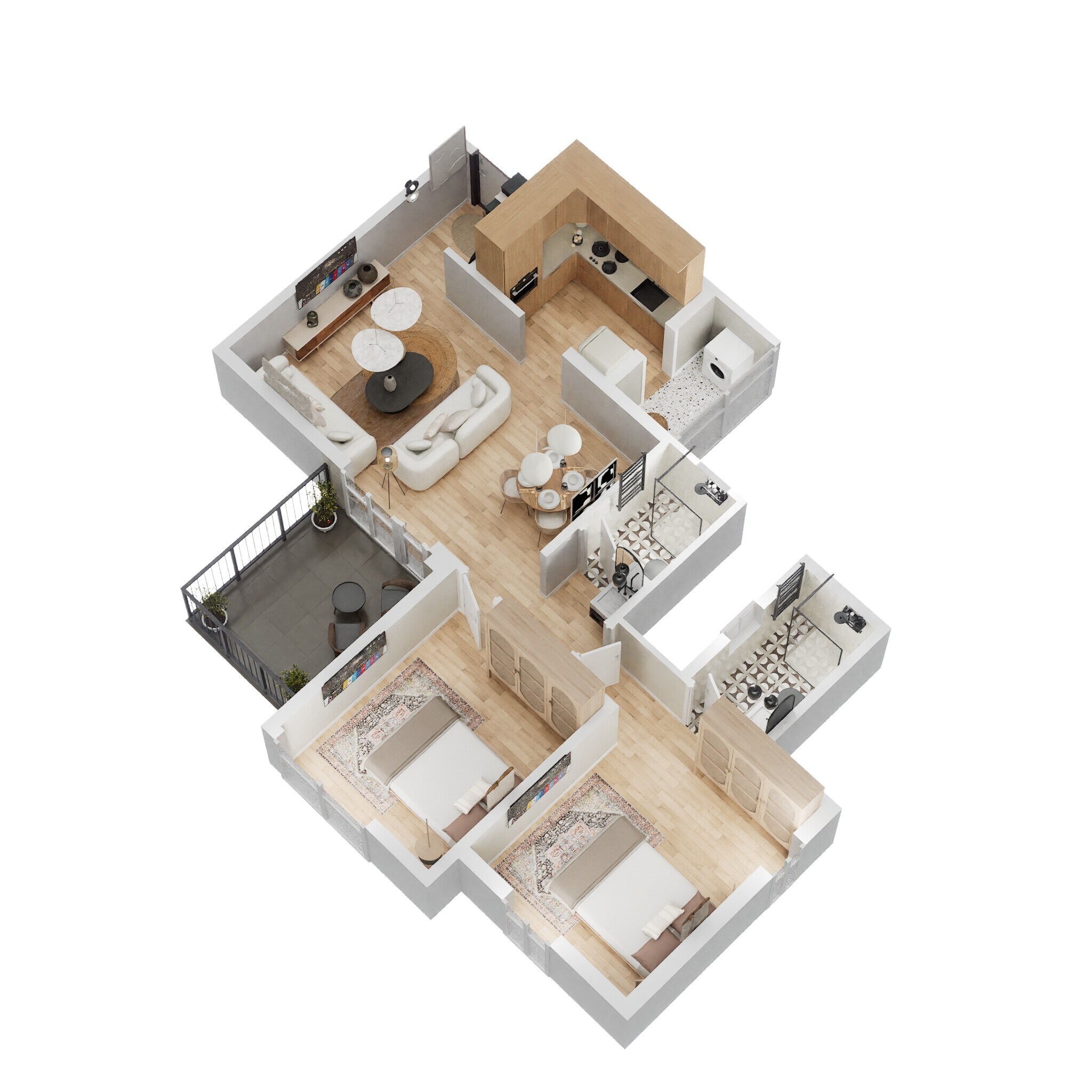 Floor plan of 2 BHK 604 Sq. Ft. Apartment in Shapoorji Pallonji Tornado, Pune