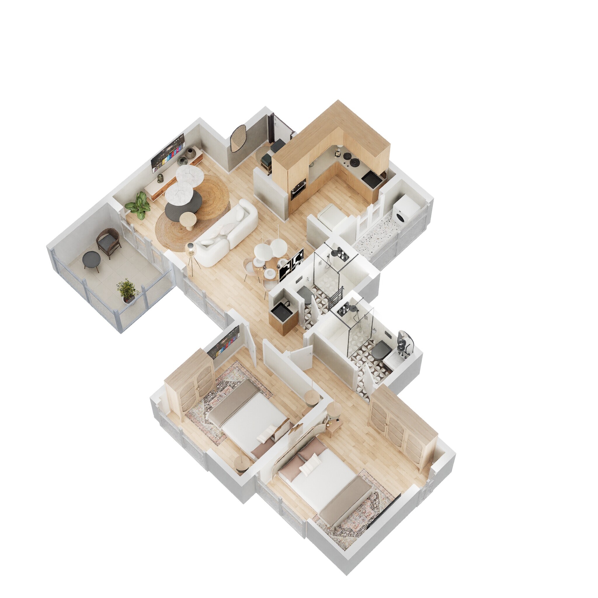Floor plan of 2 BHK 561 Sq. Ft. Apartment in Shapoorji Pallonji Tornado, Pune