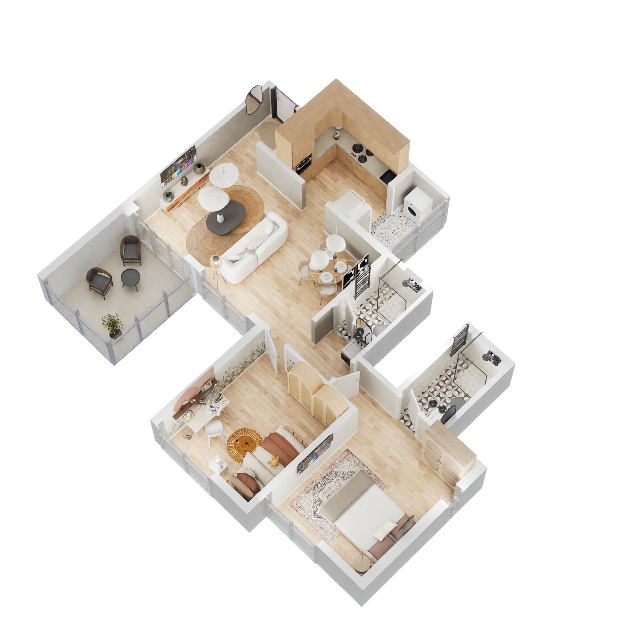 Floor plan of 2 BHK 599 Sq. Ft. Apartment in Shapoorji Pallonji Tornado, Pune