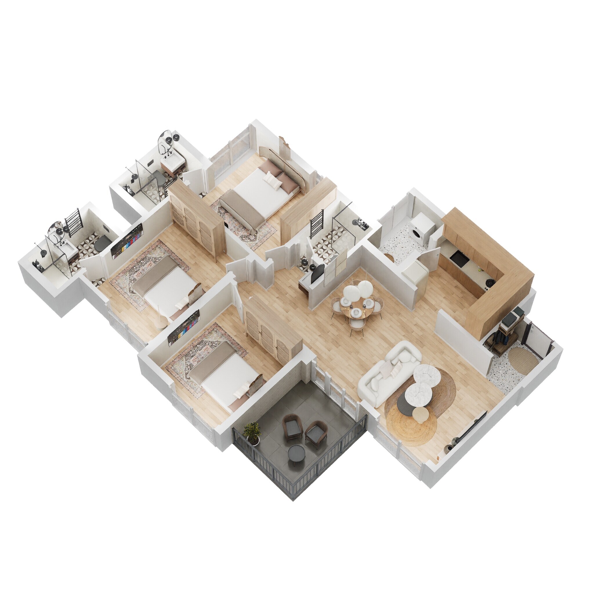 Floor plan of 3 BHK 792 Sq. Ft. Apartment in Shapoorji Pallonji Tornado, Pune