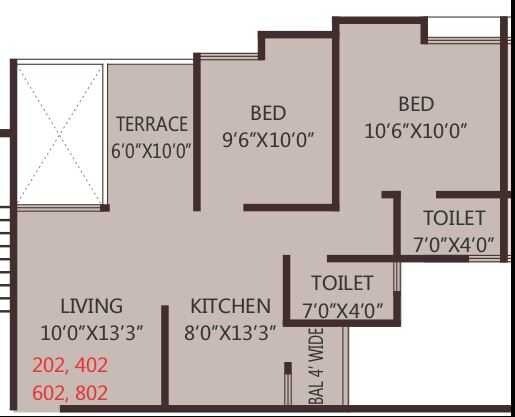 Floor plan of 2 BHK 850 Sq. Ft. Apartment in Shaurya Sargam, Pune