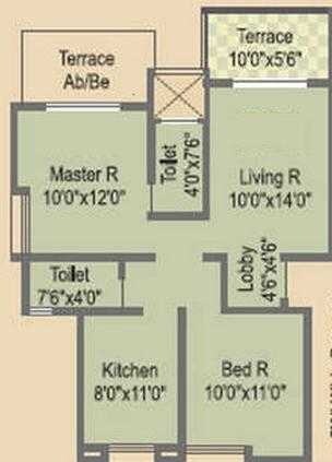 Floor plan of 2 BHK 855 Sq. Ft. Apartment in Shekhar Home Fianza City, Pune