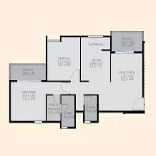 Floor plan of 2 BHK 800 Sq. Ft. Apartment in Shekhar NB Towers, Pune