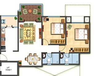 Floor plan of 2 BHK 626 Sq. Ft. Apartment in Sheth Beverly Hills, Pune