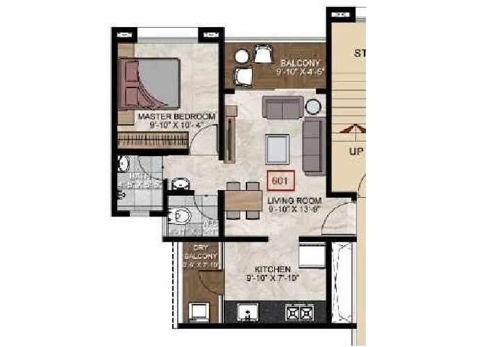 1 BHK 491 Sq. Ft. Apartment