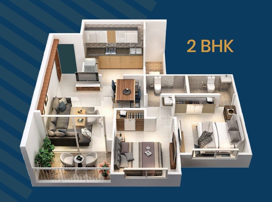 2 BHK 690 Sq. Ft. Apartment