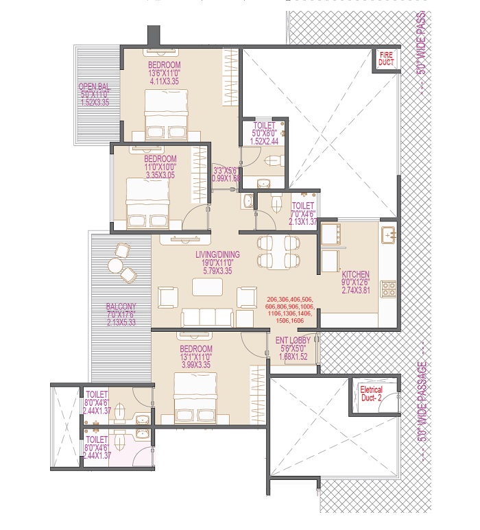 Shiv Malhar Wakad 3 BHK Layout