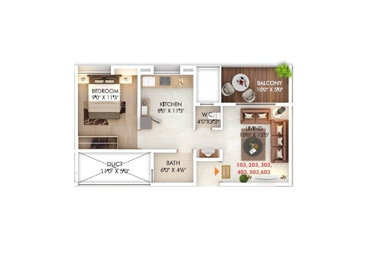 1 BHK 460 Sq. Ft. Apartment