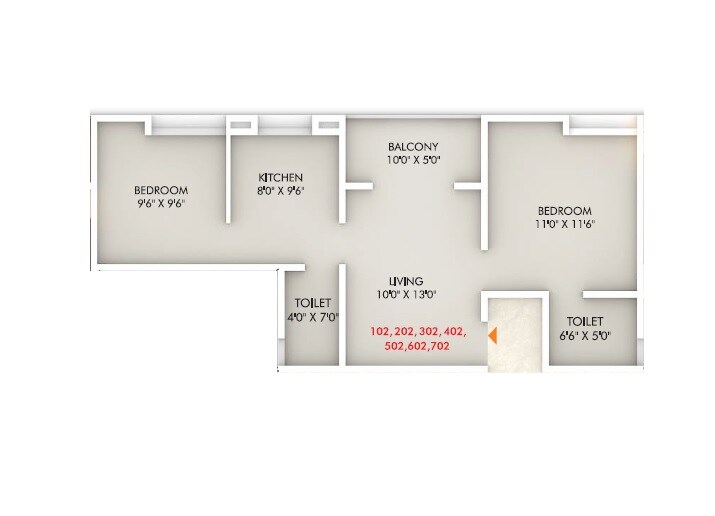 Floor plan of 2 BHK 594 Sq. Ft. Apartment in Shiv Shree Sanskruti, Pune