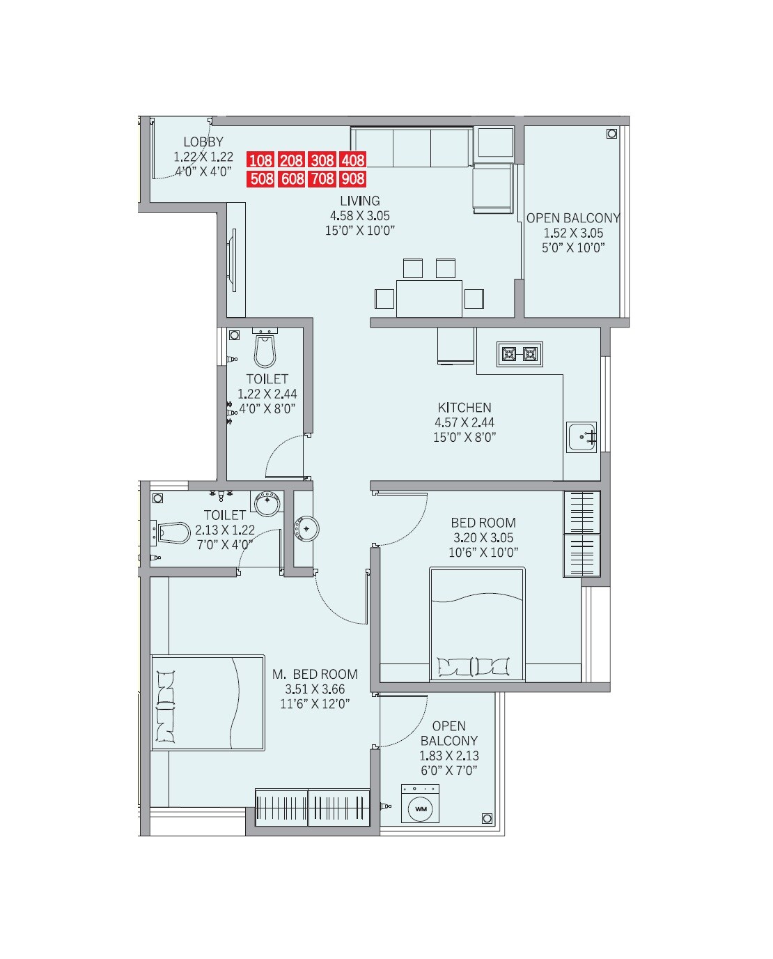 Floor plan of 2 BHK Apartment - 748 sq. ft. in Shivalay Birds Valley, Pune