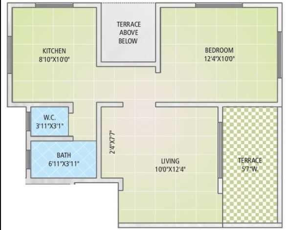 Floor plan of 1 BHK 572 Sq. Ft. Apartment in Shivam Casa, Pune