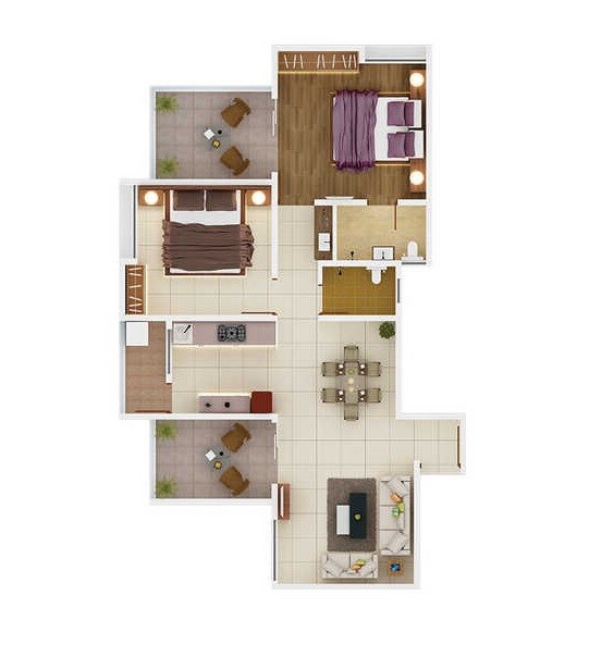 Floor plan of 2 BHK 579 Sq. Ft. Apartment in Shivganga Troodos Heights, Pune