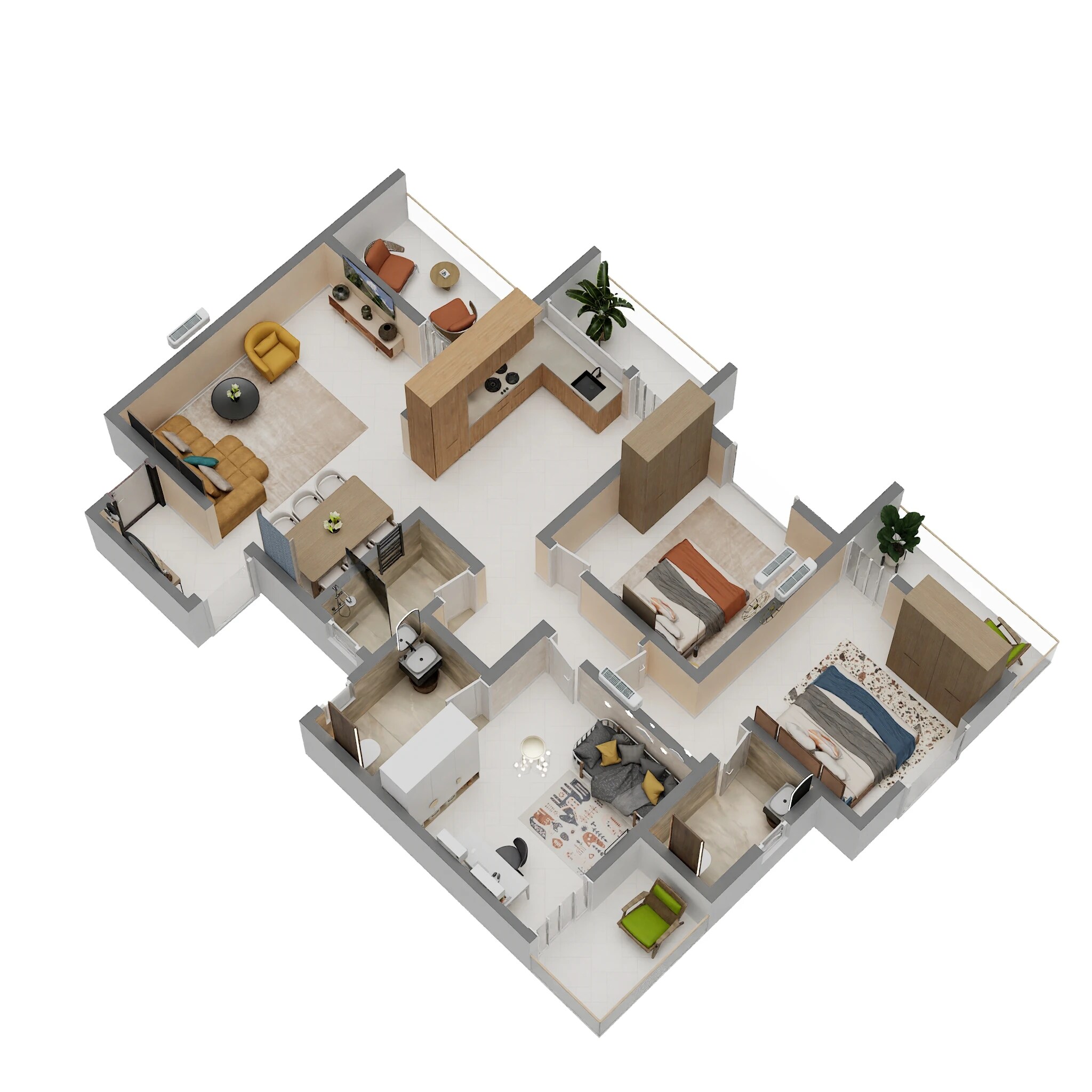 3 BHK 1119 Sq. Ft. Apartment