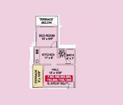 Floor plan of 1 BHK 403 Sq. Ft. Apartment in Shivtara Tara Alicia, Pune