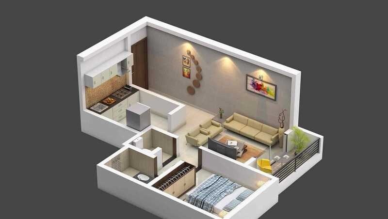 Floor plan of 1 BHK 309 Sq. Ft. Apartment in Shoolin Saisha, Pune