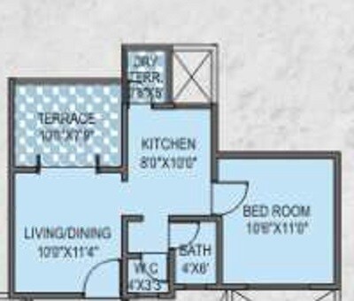 Floor plan of 1 BHK 328 Sq. Ft. Apartment in Shraddha Twin Tower, Pune