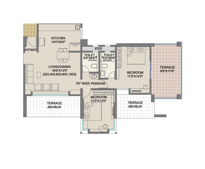 Floor plan of 2 BHK 1528 Sq. Ft. Apartment in Shree Bal Kapil Akhila, Pune