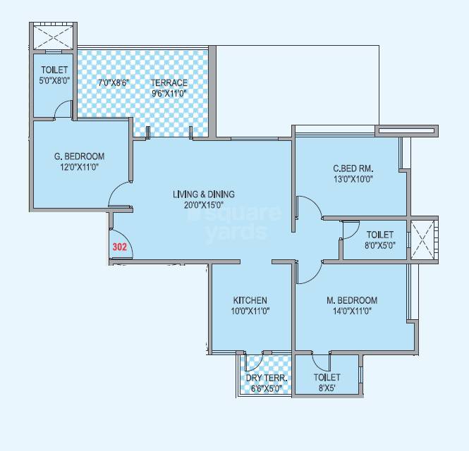 3 BHK 1049 Sq. Ft. Apartment